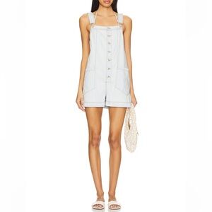 Free People NWT x We The Free Blue denim jeans Overalls shorts rompers XS